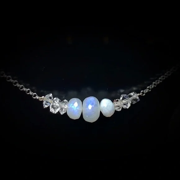 Moonstone & Herkimer Diamond Chocker Necklace! SALE! - Picture 4 of 8